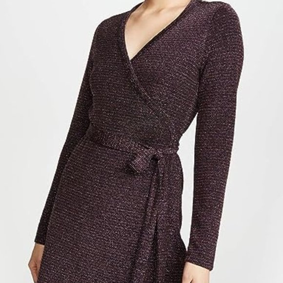 PAIGE Lucielle Longsleeve Dress Wrap up Stretchy Lurex Metallic Holidays Cocktai - Picture 2 of 16